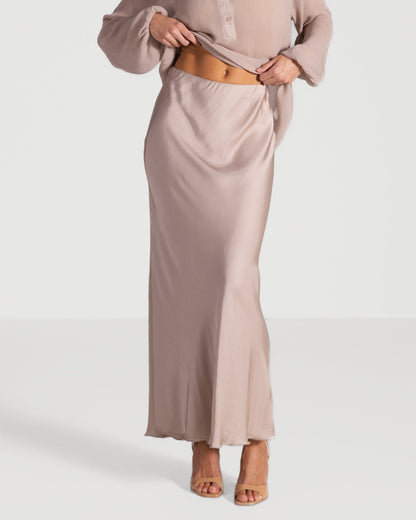 Rosalind Satin Skirt | Dusty Pink