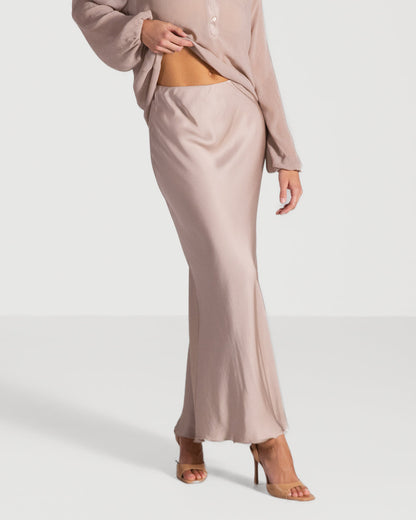 Rosalind Satin Skirt | Dusty Pink