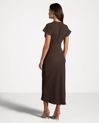 Juliette V Neck Dress | Espresso Brown