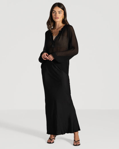 Rosalind Satin Skirt | Black