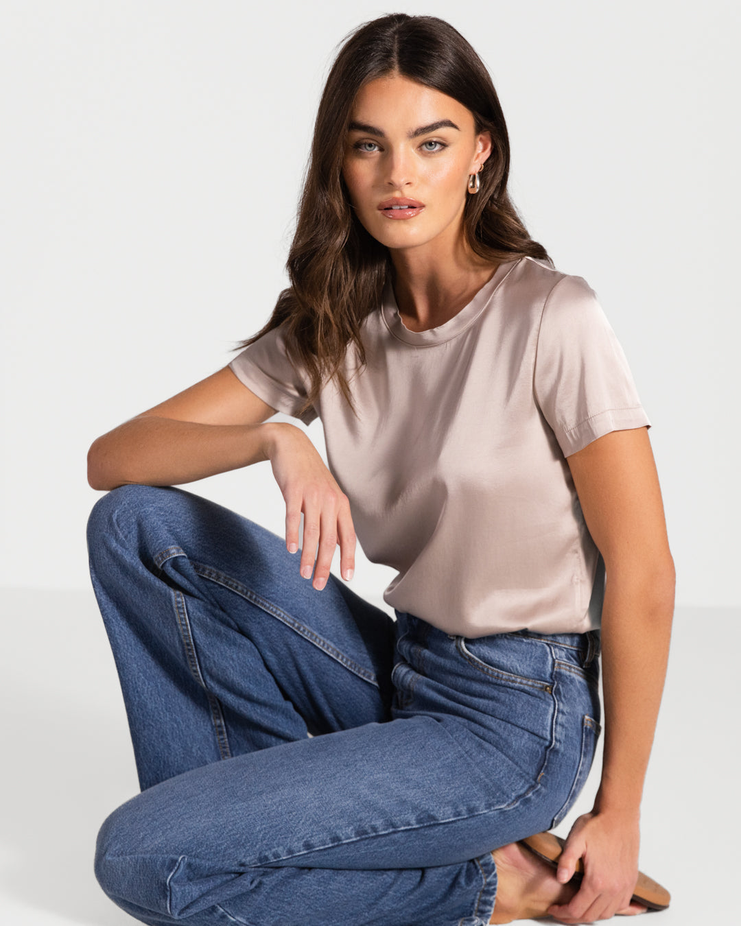 Matilda Satin T-Shirt | Dusty Pink