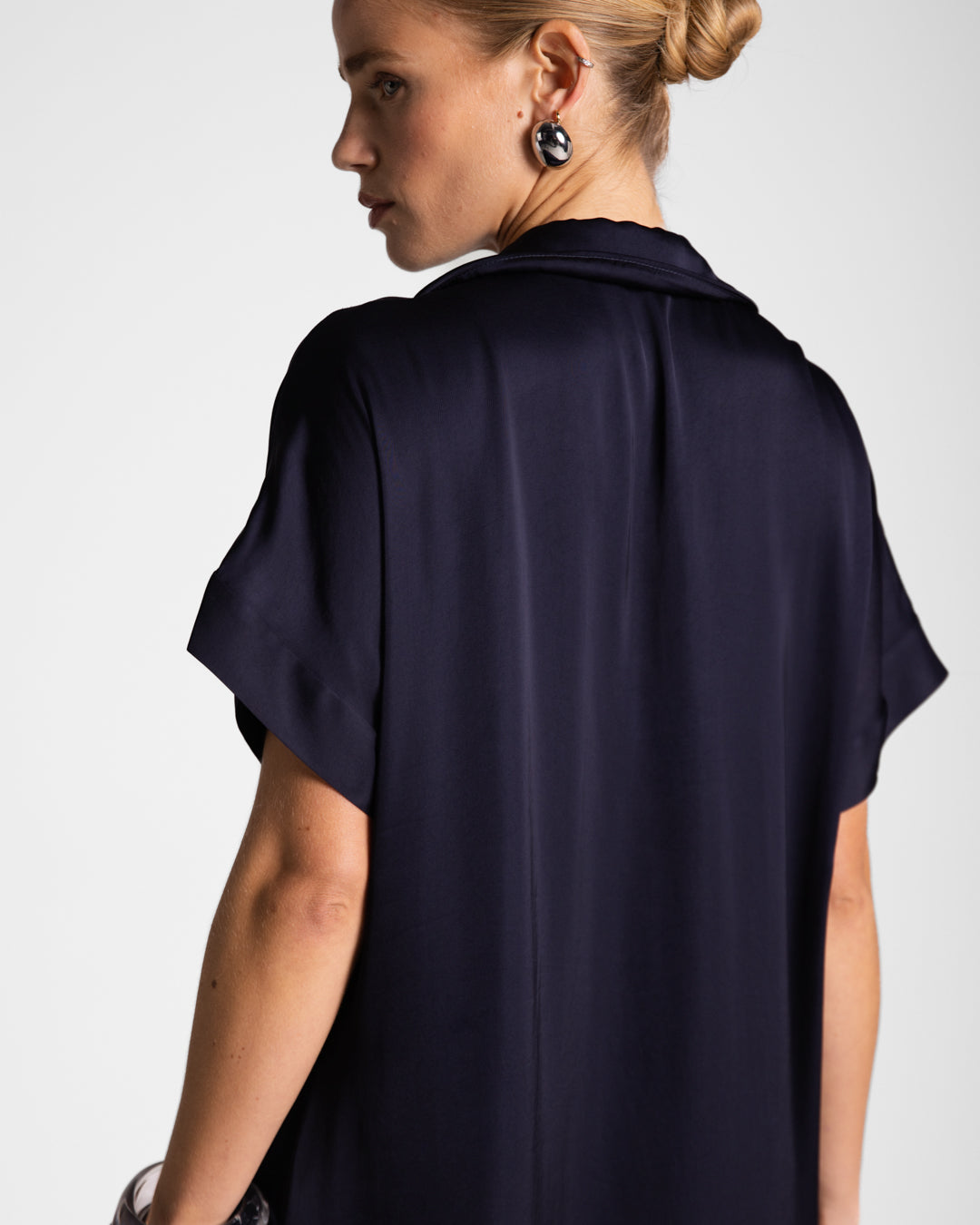 Cleo Satin Kaftan Dress | Navy