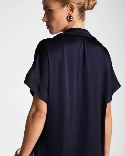 Cleo Satin Kaftan Dress | Navy