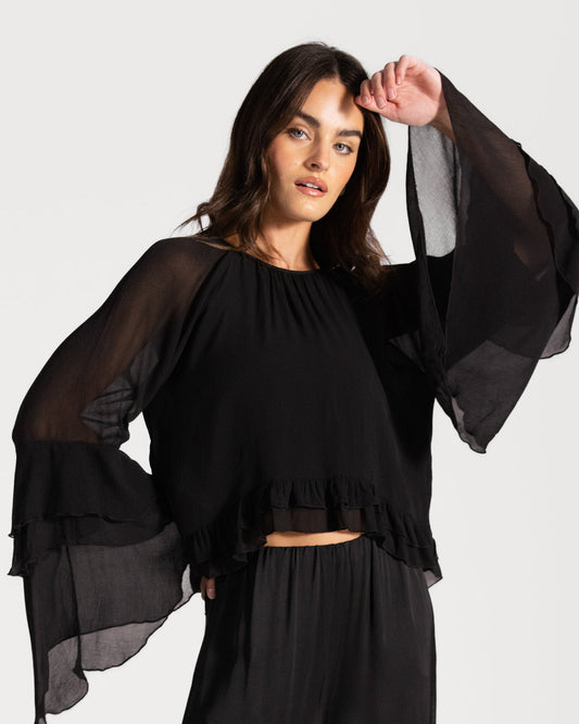 Blair Ruffle Blouse | Black