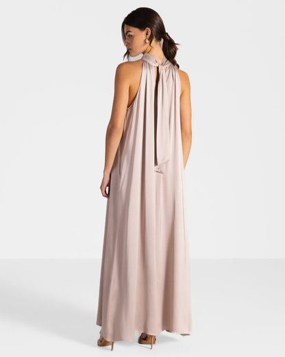 Ruby Halterneck Satin Dress | Dusty Pink