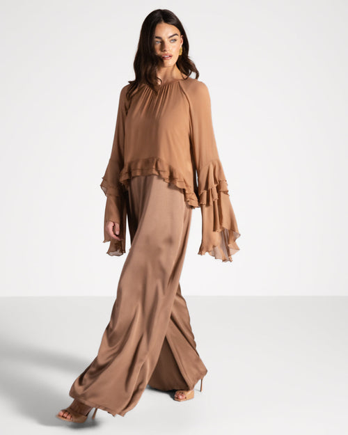 Blair Ruffle Blouse | Tan