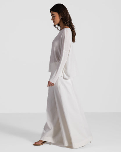 Amelie Lightweight Linen Top | White