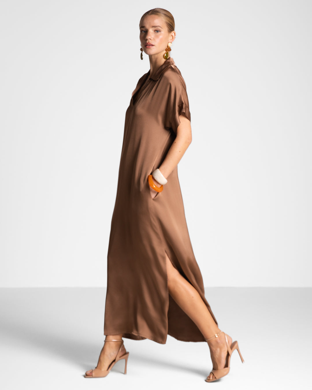 Cleo Satin Kaftan Dress | Maple