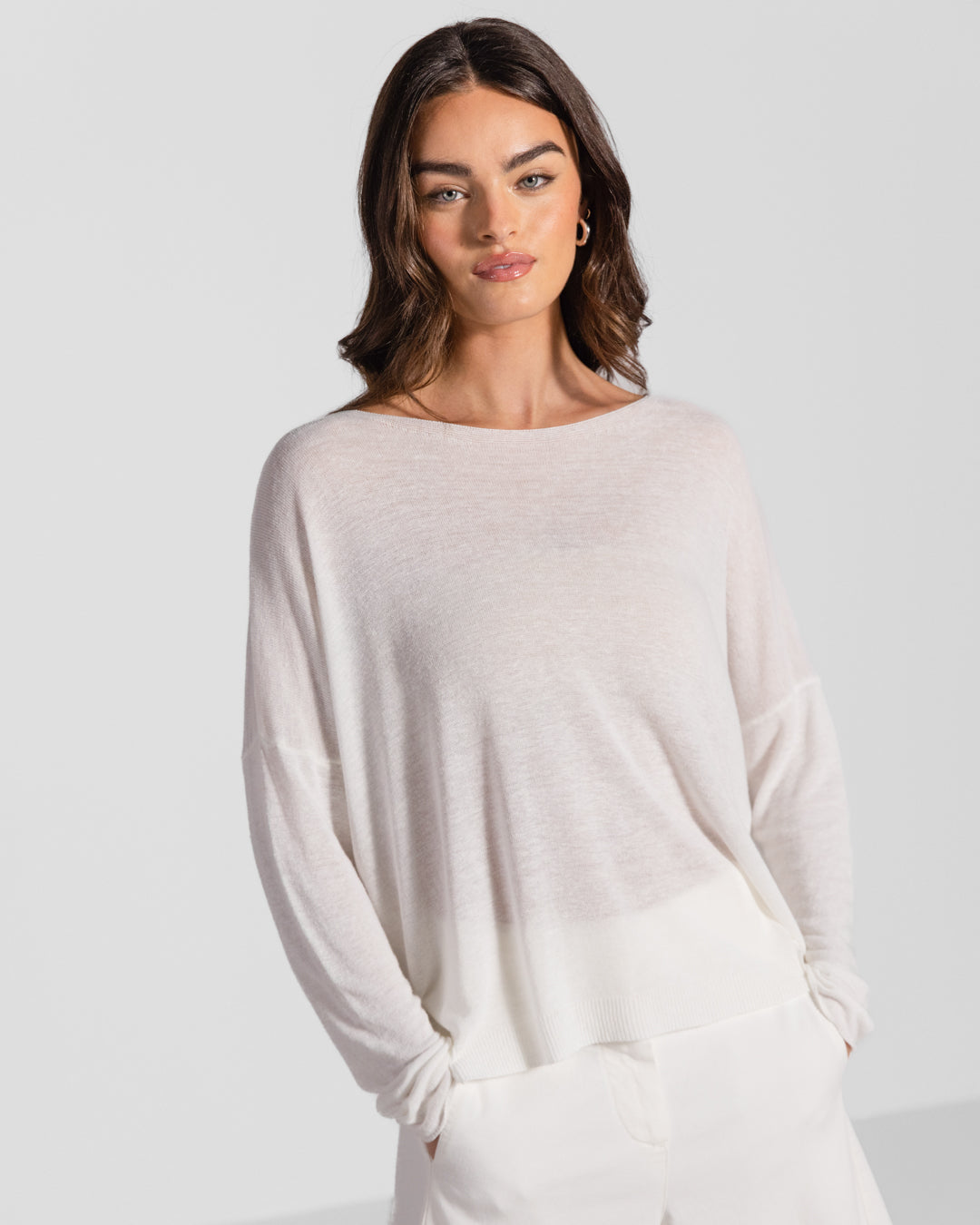 Amelie Lightweight Linen Top | White