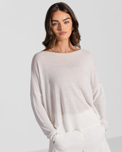 Amelie Lightweight Linen Top | White