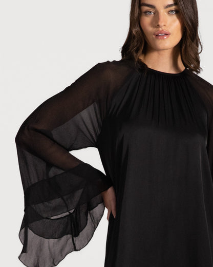 Estelle Ruffle Midi Dress | Black