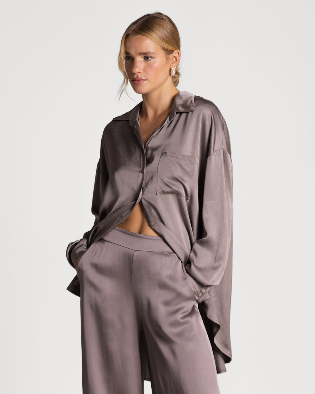 Kailin Satin Shirt | Mink