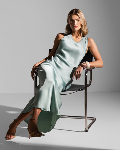 Sabrina Sleeveless Satin Dress | Mint