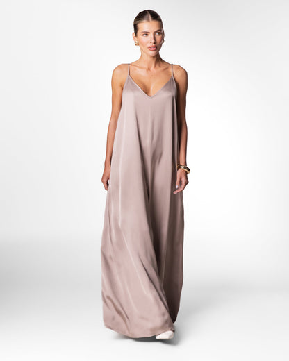 Audrey Satin Jumpsuit | Mocha