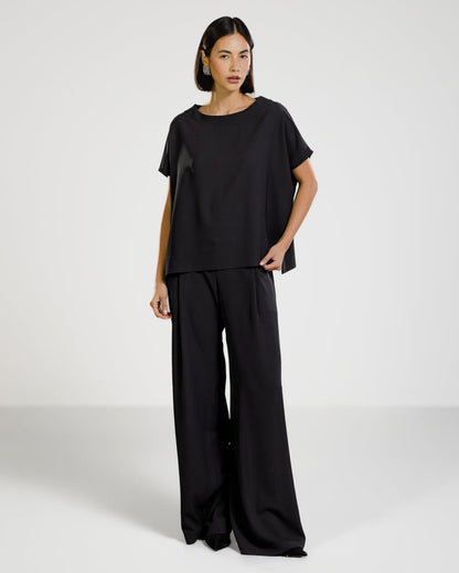 Gabriella Pleated Elastic Waist Trousers | Black