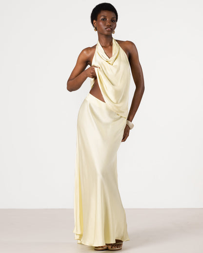 Lexi Satin Maxi Skirt | Butter Yellow