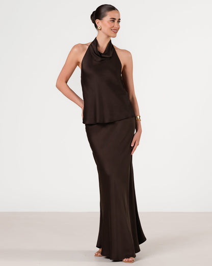 Carmen Backless Halterneck Top | Cocoa Soleil