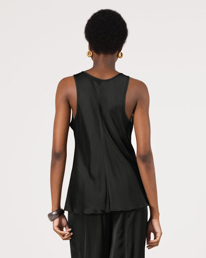 Demi Satin Vest Top | Black