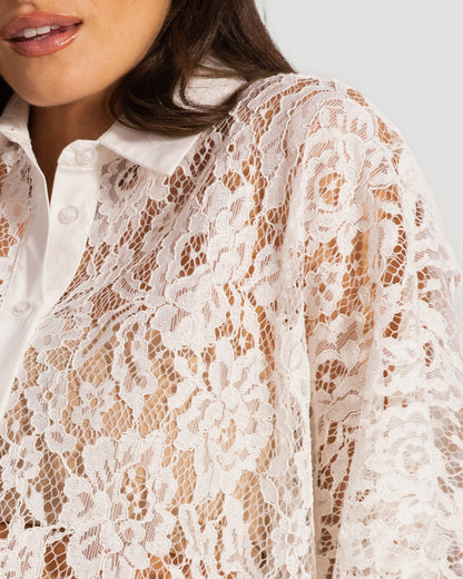 Roxie Lace Shirt | White