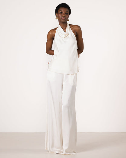 Carmen Backless Halterneck Top | Ivory