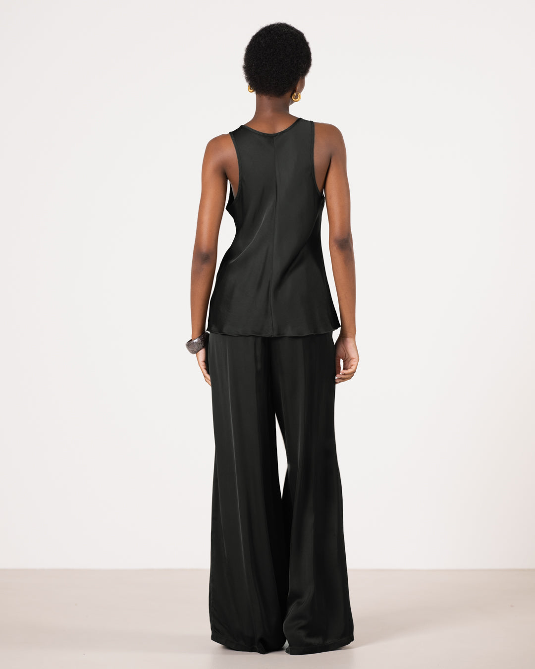 Demi Satin Vest Top | Black