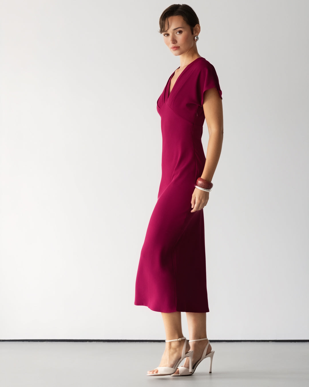 Juliette V Neck Dress | Burgundy