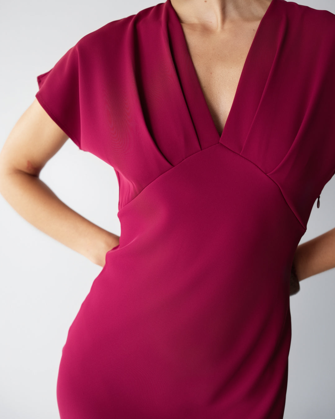 Juliette V Neck Dress | Burgundy