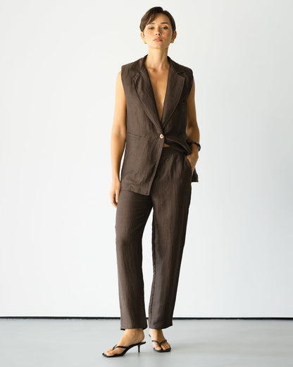 Maris Elastic Waist Trousers | Espresso Brown