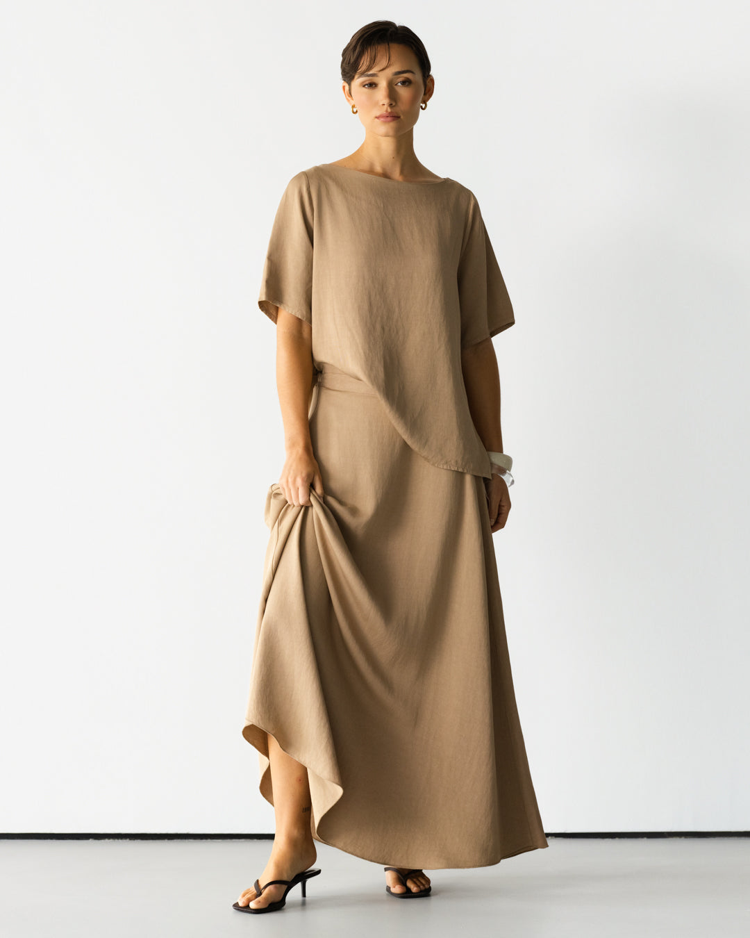 Willa Elastic Waist Skirt | Beige