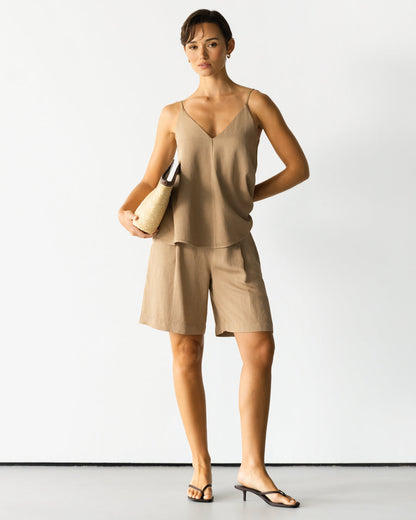 Penny Elastic Waist Shorts | Beige