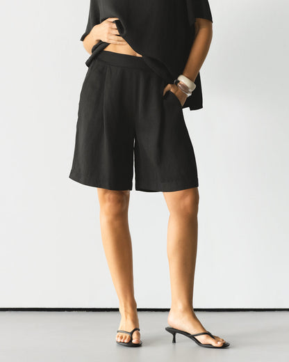 Penny Elastic Waist Shorts | Black