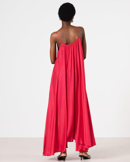 Nyra Slip Satin Maxi Dress | Raspberry