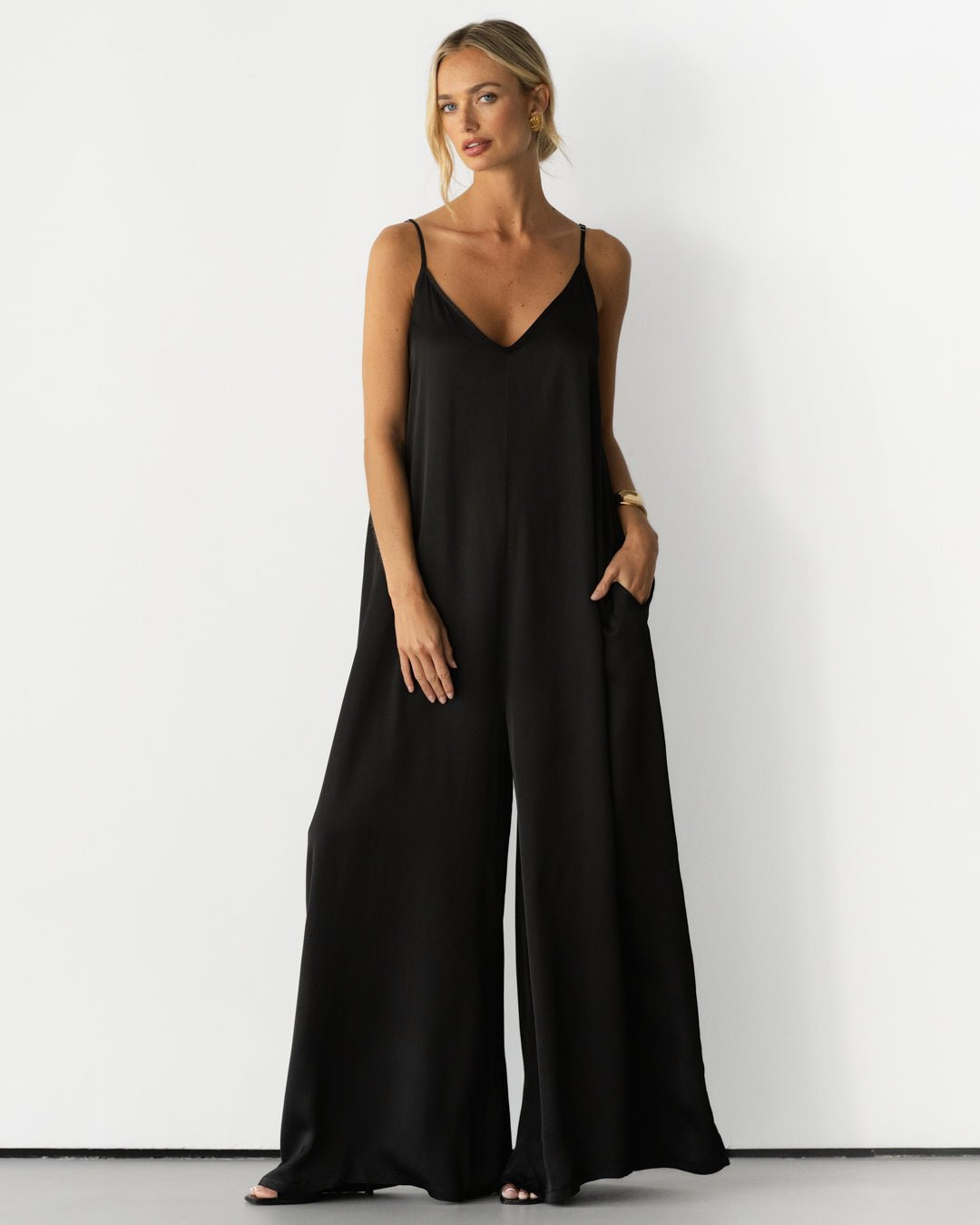 Audrey Satin Jumpsuit | Black