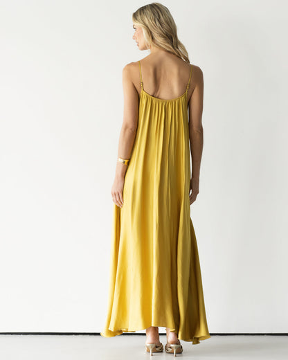 Nyra Slip Satin Maxi Dress | Sunshine Yellow