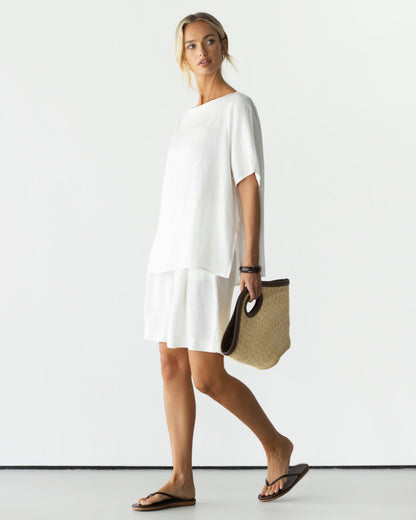 Penny Elastic Waist Shorts | White