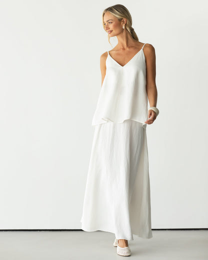 Willa Elastic Waist Skirt | White