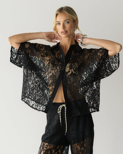 Roxie Lace Shirt | Black