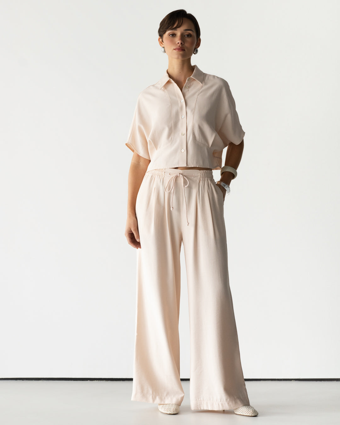 Serena Drawstring Trousers | Dusty Pink