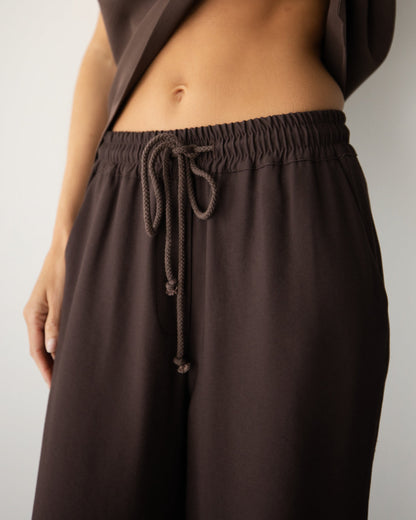 Sylvia Elastic Waist Trousers | Espresso Brown