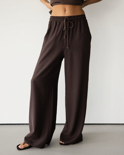 Sylvia Elastic Waist Trousers | Espresso Brown