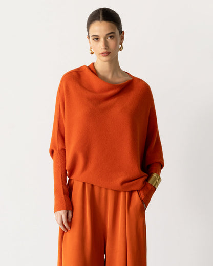 Asymmetric Draped | Burnt Orange | Seamless Knit