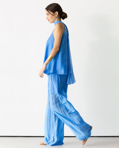 Clotilde Lightweight Elastic Waist Pants | Azure Blue