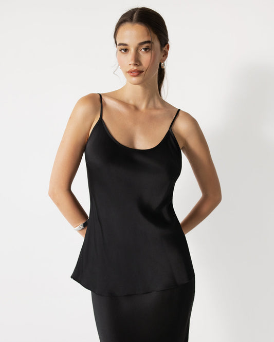 Cordelia Satin Vest | Black