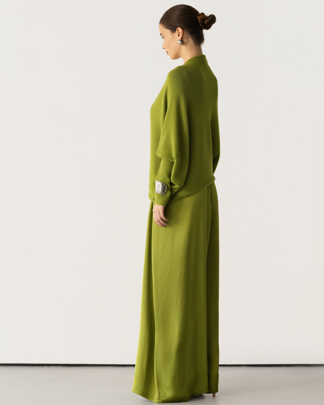 Asymmetric Draped | Olive Green | Seamless Knit