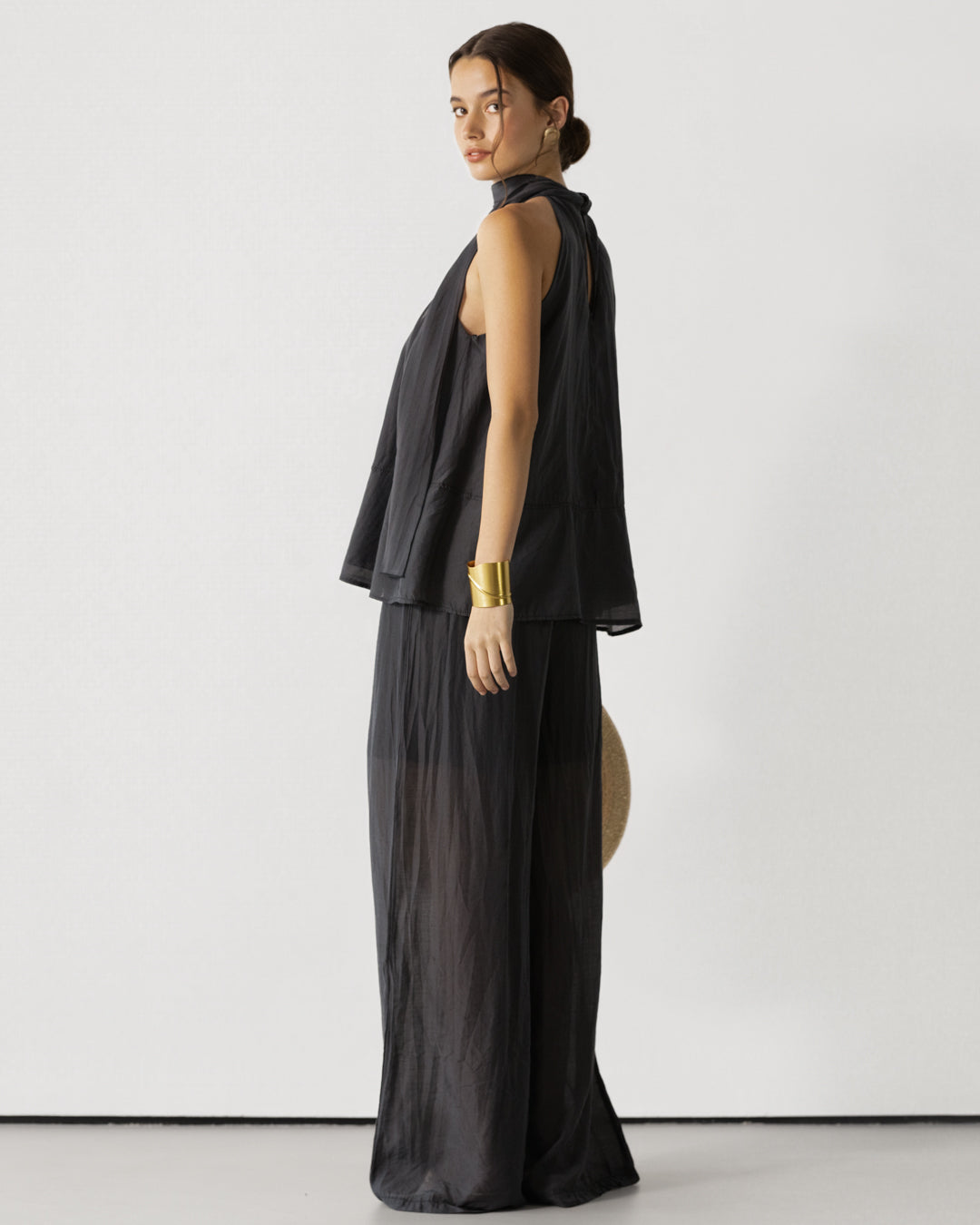 Clotilde Lightweight Elastic Waist Pants | Black