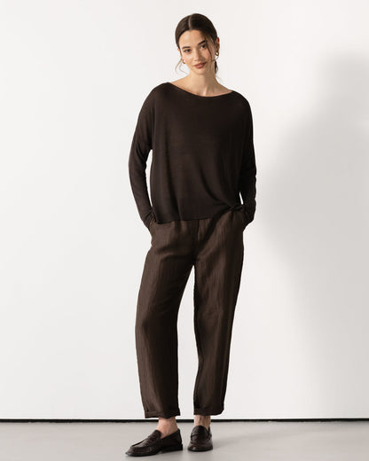 Amelie Lightweight Linen Top | Espresso Brown