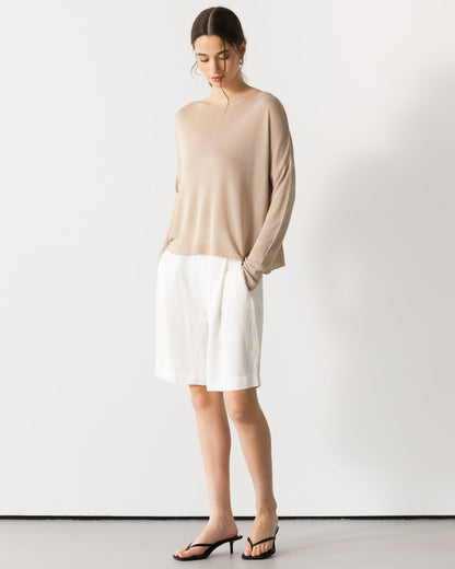Amelie Lightweight Linen Top | Taupe