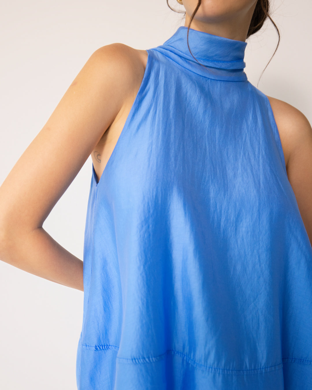 Clotilde Halterneck Tie Back Top | Azure Blue