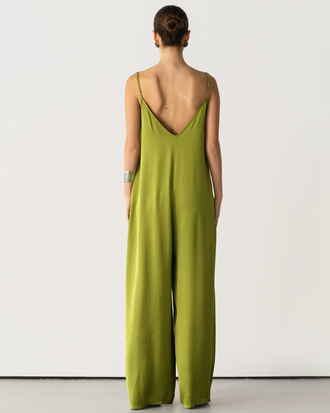 Audrey Satin Jumpsuit | Olive Green
