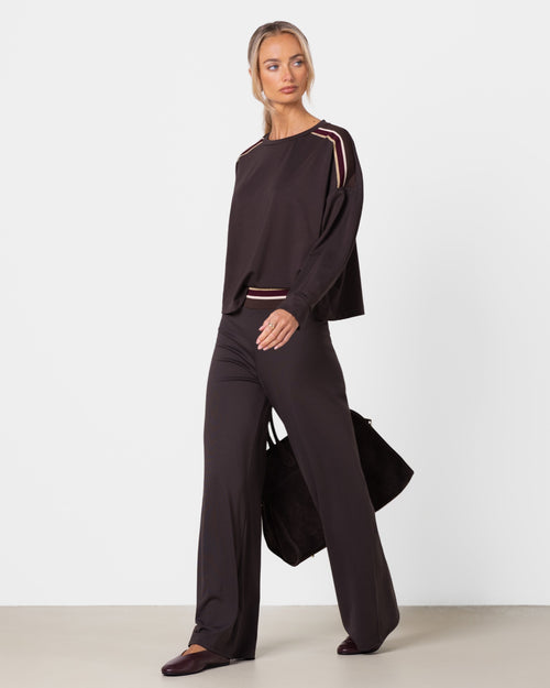 Yumi Elastic Waist Pants | Chocolate Brown